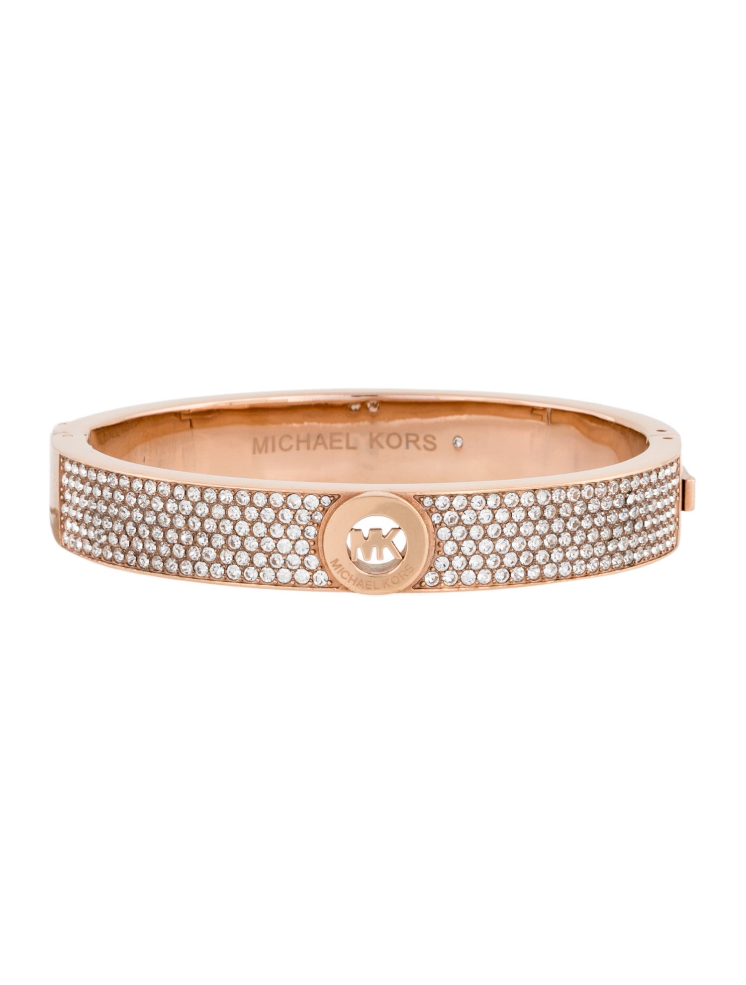 Michael Kors Crystal Pave Logo Heritage Fulton Hinged Bangle Bracelet